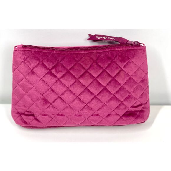 Vera Bradley Pink Velvety Cosmetic Case Organizer Majestic Magenta - Picture 2 of 7